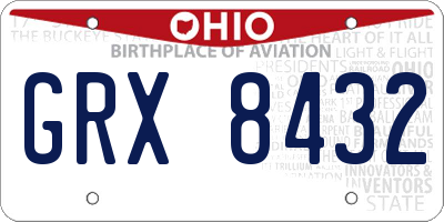 OH license plate GRX8432