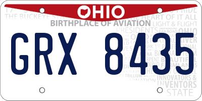 OH license plate GRX8435