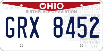 OH license plate GRX8452