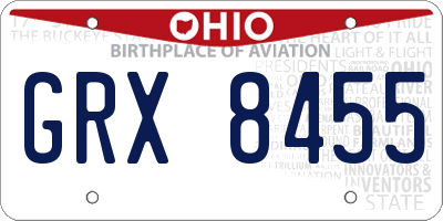 OH license plate GRX8455