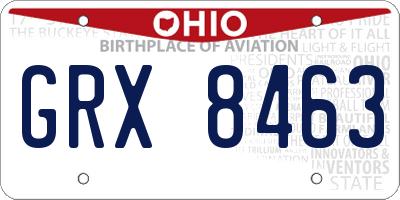 OH license plate GRX8463