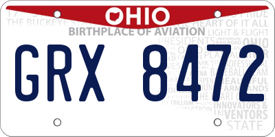 OH license plate GRX8472