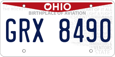 OH license plate GRX8490