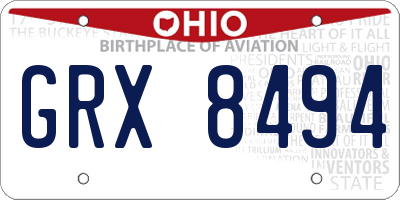OH license plate GRX8494