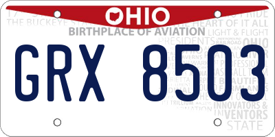OH license plate GRX8503