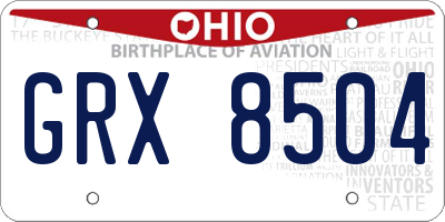 OH license plate GRX8504