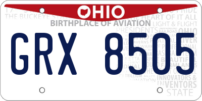 OH license plate GRX8505