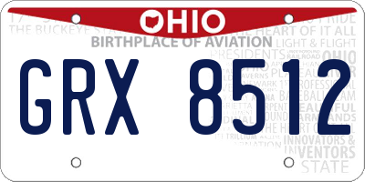 OH license plate GRX8512