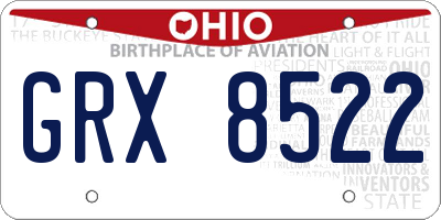 OH license plate GRX8522