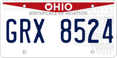 OH license plate GRX8524