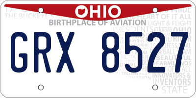OH license plate GRX8527