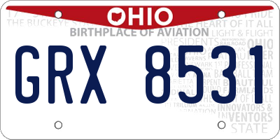 OH license plate GRX8531