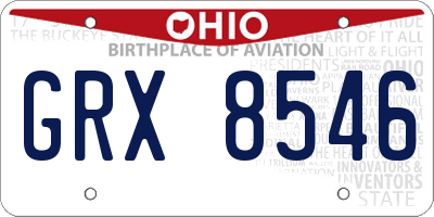 OH license plate GRX8546
