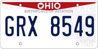 OH license plate GRX8549