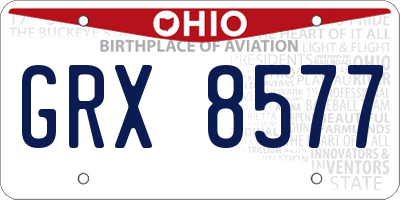 OH license plate GRX8577