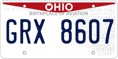 OH license plate GRX8607