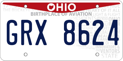 OH license plate GRX8624