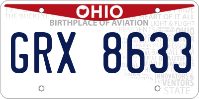 OH license plate GRX8633