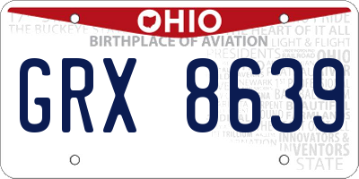 OH license plate GRX8639