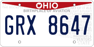 OH license plate GRX8647
