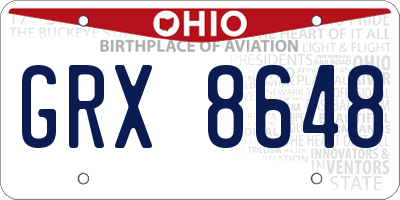 OH license plate GRX8648