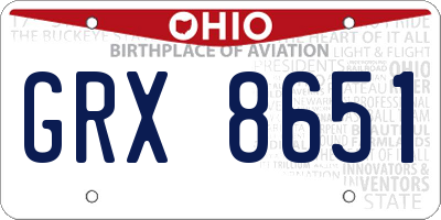 OH license plate GRX8651