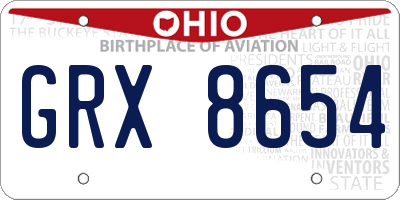 OH license plate GRX8654