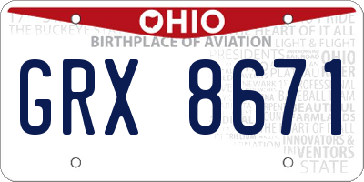 OH license plate GRX8671
