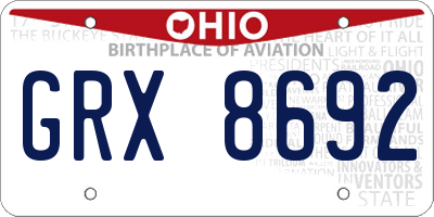 OH license plate GRX8692