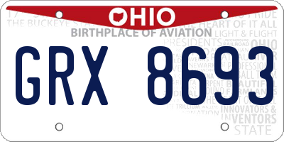 OH license plate GRX8693