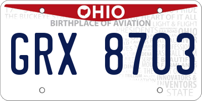 OH license plate GRX8703