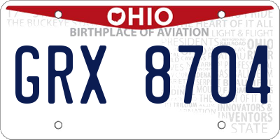 OH license plate GRX8704