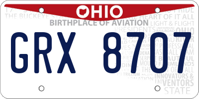 OH license plate GRX8707