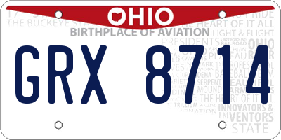 OH license plate GRX8714