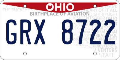 OH license plate GRX8722
