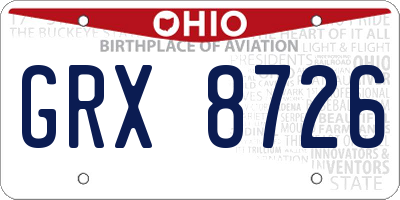 OH license plate GRX8726
