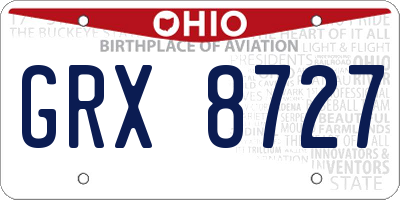 OH license plate GRX8727