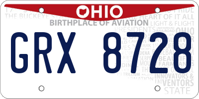 OH license plate GRX8728