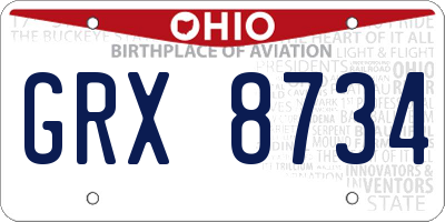 OH license plate GRX8734