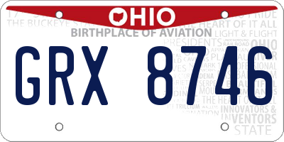 OH license plate GRX8746