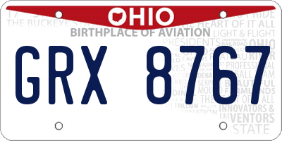 OH license plate GRX8767