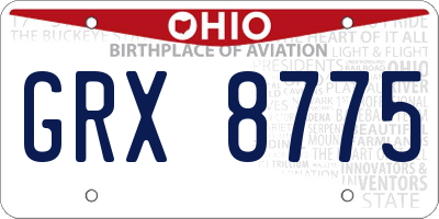 OH license plate GRX8775