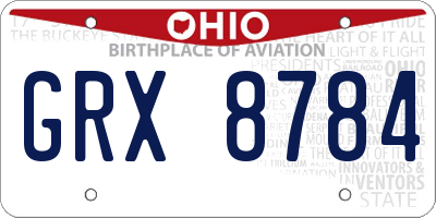 OH license plate GRX8784