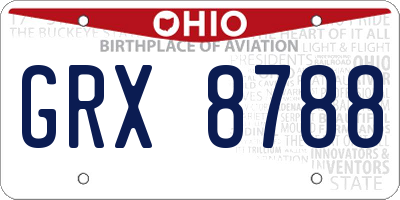 OH license plate GRX8788