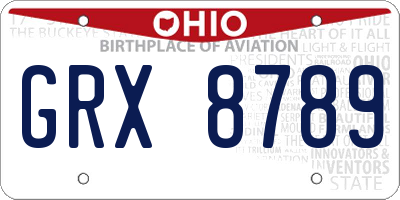 OH license plate GRX8789