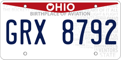 OH license plate GRX8792