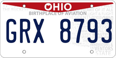 OH license plate GRX8793