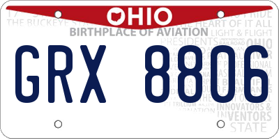 OH license plate GRX8806