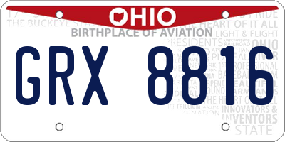 OH license plate GRX8816
