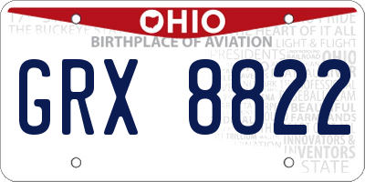 OH license plate GRX8822